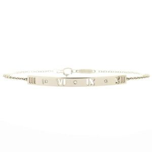 Tiffany & Co. Atlas Pirced Bar Bracelet in 18k White Gold 0.03 CTW